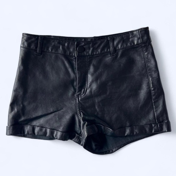 H&M Womens Black Faux Leather Party Shorts Emo Punk Goth 4 - Picture 1 of 9